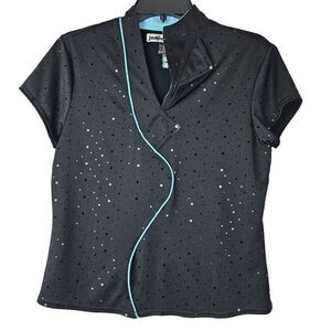 Jamie Sadock Women's Black Shimmer Dot Golf Top Size M‎